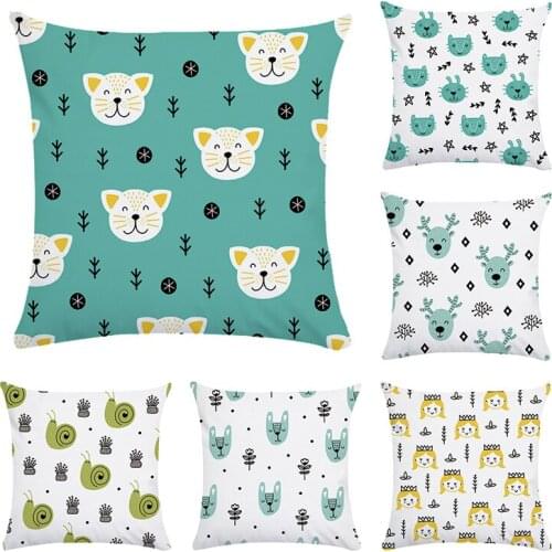 Home Decor Emboridered Cushion Cover bear deer Geometric Canvas Cotton Polyester Suqare Embroidery Pillow Cover 45x45cm CR166