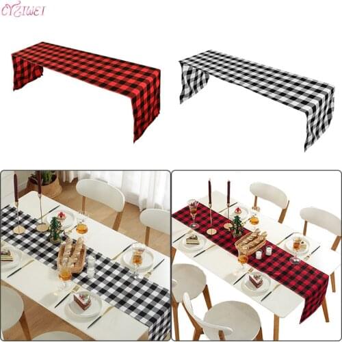 Red Black Plaid Retro Table Runner Christmas Decoration For Home Wedding dinner Party Table Decorative Cover Cloth 36x186/218cm