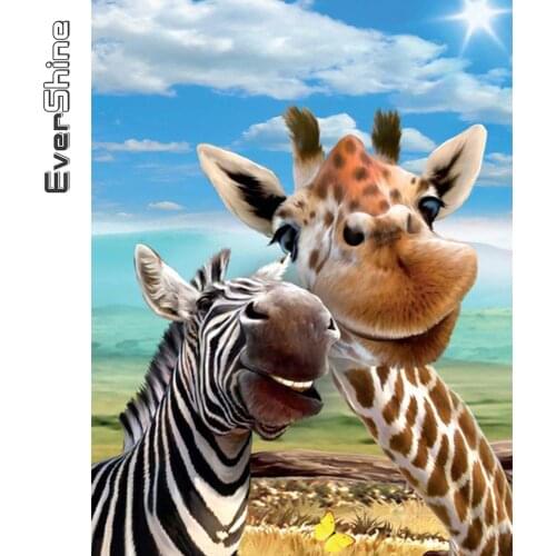 Evershine Diamond Painting Zebra Animal Cross Stitch Kits Diamond Mosaic Giraffe Picture Embroidery Full Square Round Handicraft
