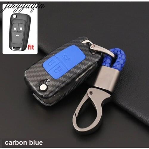 Jingyuqin 3B Carbon Fiber Silicone Key Case Cover For Chevrolet Cruze Epica Lova Camaro Impala 2 3 4 5 Button HU100 Blade