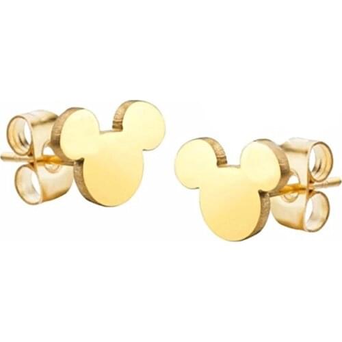 Minimal Childrens Cartoon Miki Mouse Stud Earings Women Fashion Jewelry 2017 Boucle D'oreille Femme Rose Gold Color Binrcos