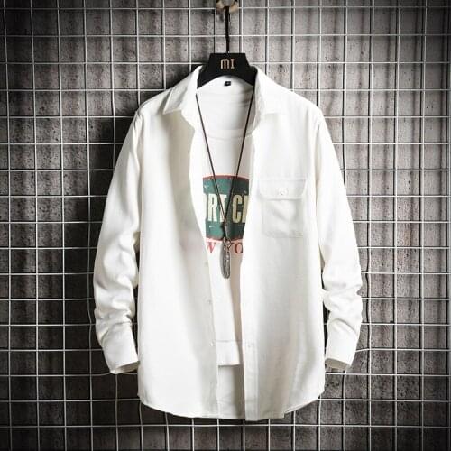 Fashion Blouse Shirt Plaid Shirts Harajuku Streetwear Long Sleeve T Shirt Mens Kpop Clothes Pullover Tops with Front Pocket