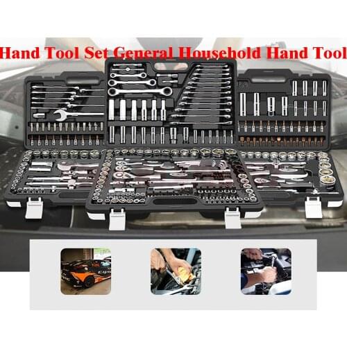 Hand Tool Set General Household Hand Tool Kit with Plastic Toolbox Storage Case Socket Wrench Screwdriver For Auto repair tools