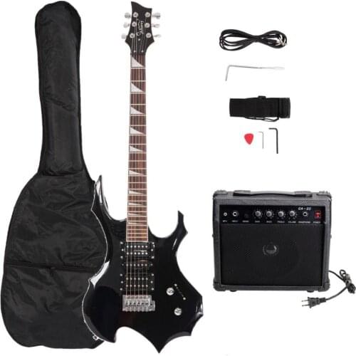 Professional Flame Electric Guitar Set+Audio+Bag+Strap+Picks+Shake+Cable+Wrench Tool Black