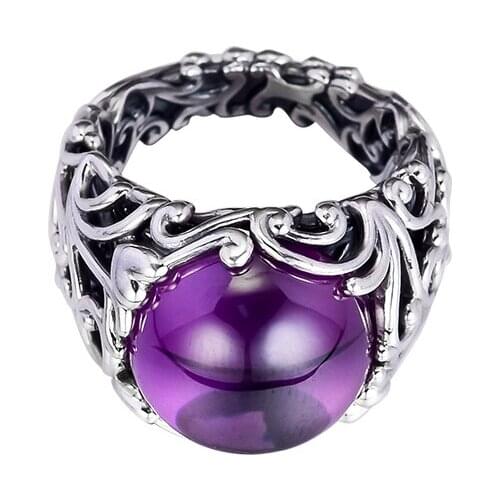 Regal Dazzling Beauty Rings with Purple CZ 100% Authentic 925 Sterling-Silver-Jewelry Free Shipping