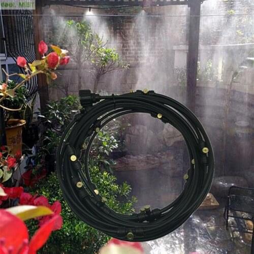 S078 PE Pipe Water Misting System 12M Outdoor Garden Misting Cooling System 16pcs Mister Water Kit DIY Plant Irrigation System