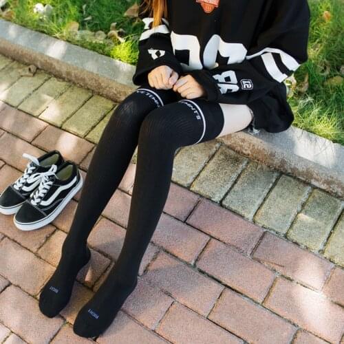 Knee High Sports Socks Women Autumn Winter Cotton Long Sock High Elasticity Striped Girls Thigh Highs Socks