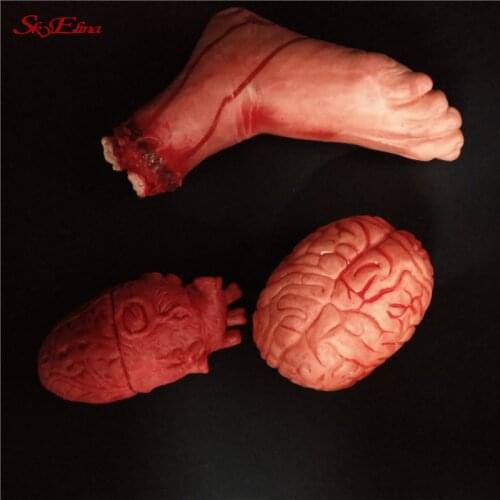 Scary Props Horror Halloween Decor Latex Fake Finger Brain Heart For Halloween Party Supplies Blood Horror Broken Hand Foot 5z