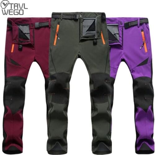 TRVLWEGO Outdoor Skiing Pants Sofe Shell Hiking&Camping Women&Men Sport Fleece Climbing Trousers Male Female Winter Hunting