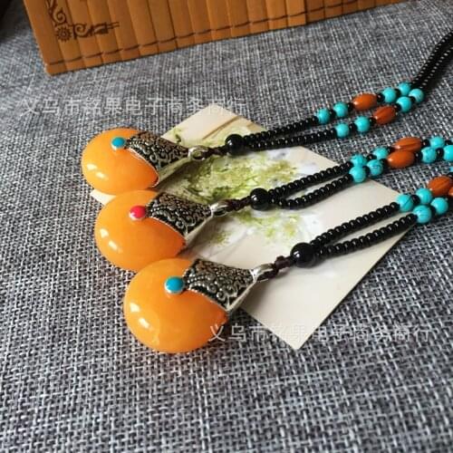 2021 new imitation beeswax Nepalese beeswax pendant rice beads handmade beaded vintage necklace sweater chain
