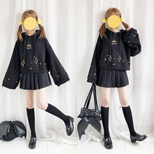 Japanese Cool LOLITA Girls 2019 New Style Star roaming trumpet jacket space travel STAR STARRY HOODIE HOODY MY