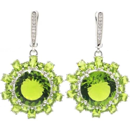 44x23mm European Design Created Delicate Fine Cut Dazzling 18x13mm Violet Tanzanite Zircon Silver Earrings For Women Dating