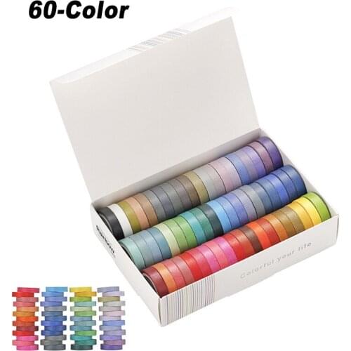 60pcs Set Rainbow Colors Non-repeat Solid Color Paper Sticker Tape Basic Hand-book Note Decoration Wall Decor