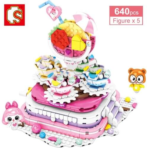 SEMBO 640Pcs Girls City Friends Rotating Cafe Building Blocks Coffee Shop Figures Bricks Assemblem Toys For Kids Christmas Gifts
