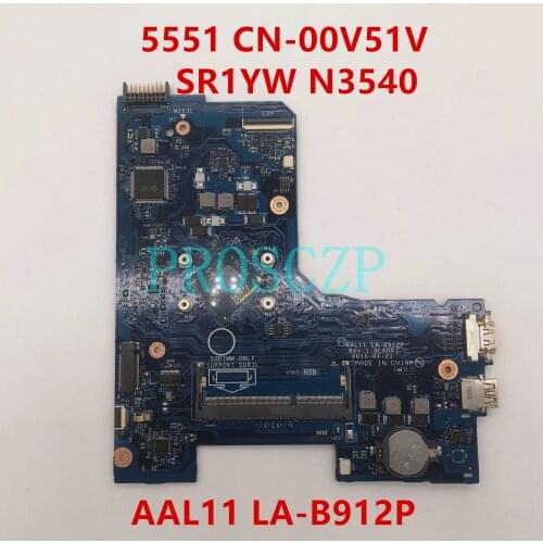 Free shipping For 5551 5552 Laptop motherboard CN-00V51V 00V51V 0V51V AAL11 LA-B912P With SR1YW N3540 CPU 100% working well
