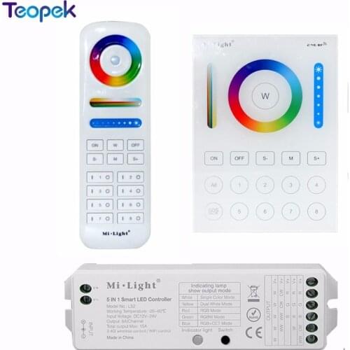 MiBoxer 2.4G wireless 8 Zone RF dimmer FUT089 remote B8 Touch Panel Wall-mounted rgbww LS2 5 in 1 led controller for RGB+CCT