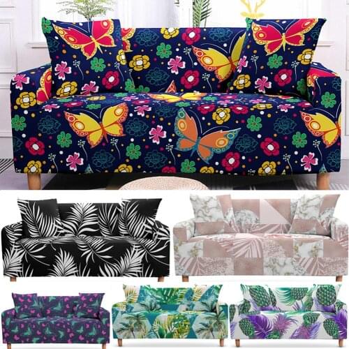 3D Digital Butterfly Stretch Sofa Cover Elastic 2/3 Seater Couch Cover for Living Room Sofa Protector Corner Sofa Cover