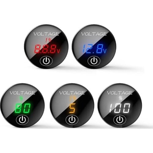 DC 5V-48V LED Car Motorcycle Panel Digital Voltage Meter Battery Capacity Display Voltmeter with Touch ON OFF Switch