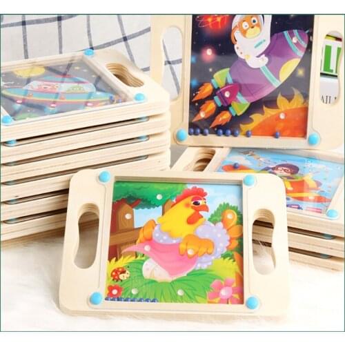 Childrens Cute Cartoon Wooden Round Balls Balance Maze Best Educational Toys Gifts Development Hand Eye Coordination For Kids