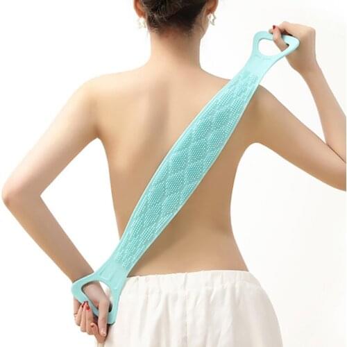 Long Silicone Shower Brush Soft Back Scrubber Bath Exfoliating Towel Skin Cleaning Brush Body Massage Relax Shower Tools