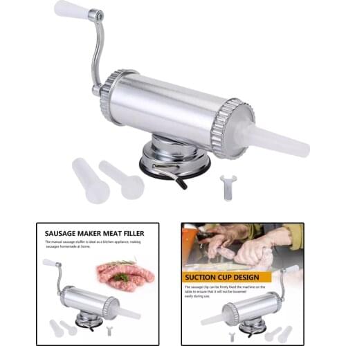 Homemade Hand Operated 2 LBS Sausage Maker Meat Stuffer Stuffing Filler Machine with Filling Nozzles Attachment Saugage Press
