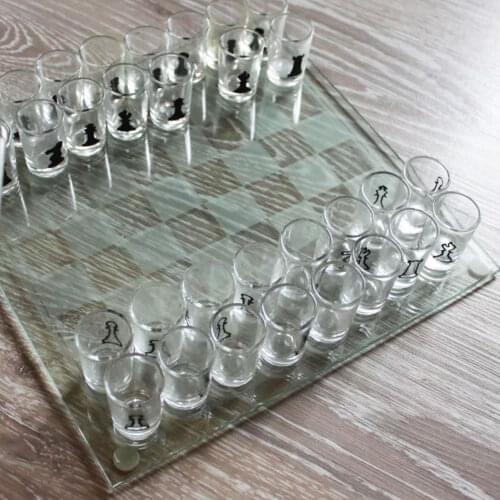 Small Shot Glass Chess Board Drinking Game Set Intelligent Interactive Workmanship Interesting Toy For Adults Kids Travel Party