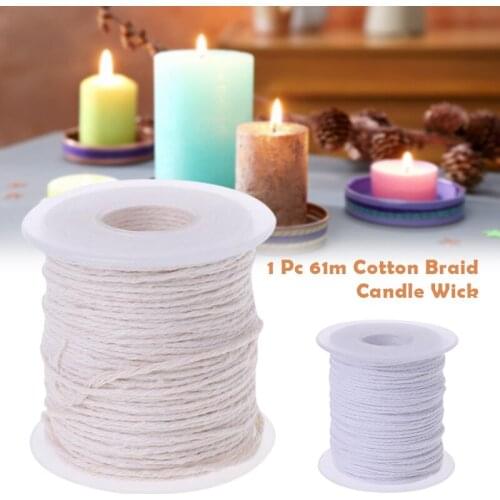1 Pc 61m Cotton Braid Candle Wick Core Spool Non-smoke Diy Oil Lamps Safe Candles Supplies