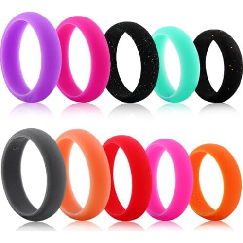 Hypoallergenic Silicone Women Men Jewelry Rings Sports Color Rubber Round Bands Flexible FDA Silicone Charms Finger Wedding Ring