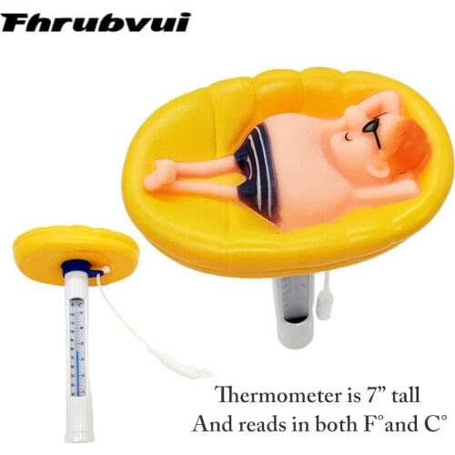 Cartoon Floating Pool Thermometer Swimming Pool Portrait Water Temperature Thermometers With String For Spas Hot Tubs