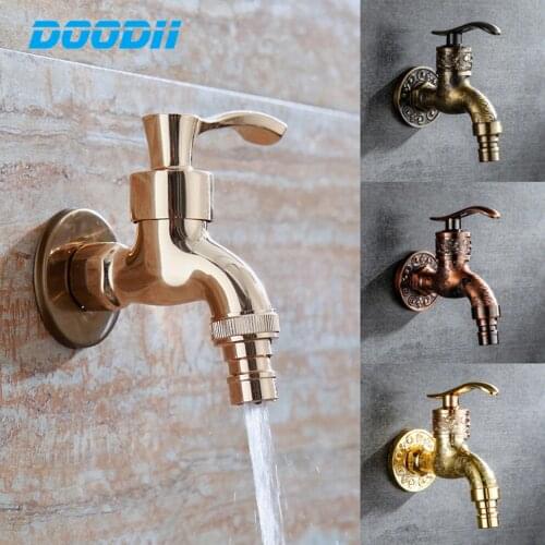 Wall Mount Bibcock Antique Dragon Carved Brass Retro Small Tap Decorative Outdoor Garden Faucet Washing Machine Mop WC Taps
