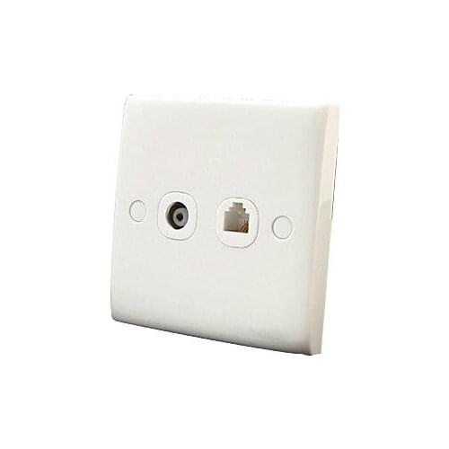 PC Shell Single Telephone Gang TV Socket Wall Switch White RJ11