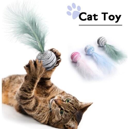Delicate Cat Toy Star Balls Plus Feather High Quality EVA Material Light Foam Ball Throwing Funny Interactive Plush Toy Supplies