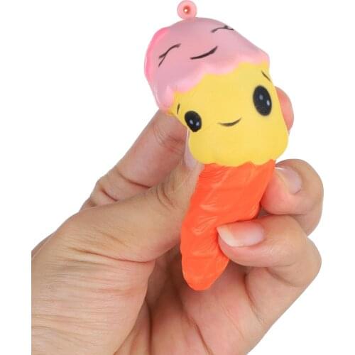 New Ice Cream Keychain Squishy Slow Rising Cute Jumbo Strap Soft Squeeze Scented Bread Cake Toy For Birthday kids Gift