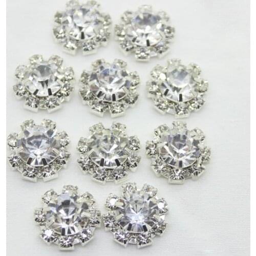 15mm Real New Arrival Rhinestones Plating Snap Button Round Metal Washable Embellishments Flatback Gem Botones-100pcs