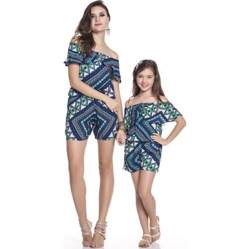 Mommy and daughter matching clothes off shoulder rompers for mother girl family outfit suits fashion jumpsuit bodysuits clothing