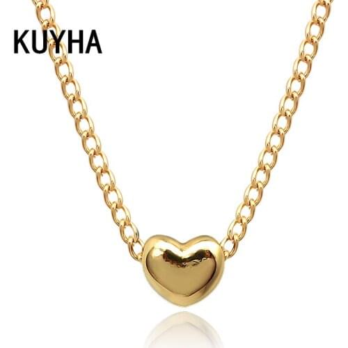 Heart Choker Necklace for Women Men Gold/Silver Color Chain LoveE Necklace Pendant Collar New Jewelry Girls Present