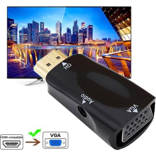 HDMI-compatible Male to VGA Female Adapter For PC Laptop TV Box Computer Display Projector HD 1080P Audio Cable Converter