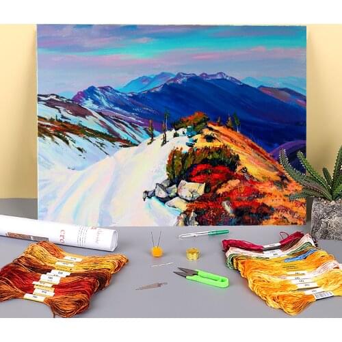 Landscape April Printed 11CT Cross Stitch Embroidery Kit DMC Threads Handicraft Handiwork Needlework Painting Wholesale Needle