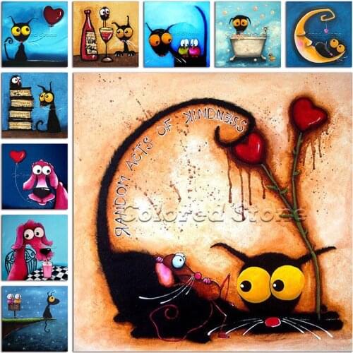 5D Full Square Diamond painting embroidery Cross stitch cartoon comics dog cat birds moon DIY Round Drill Drawing mosaic L183