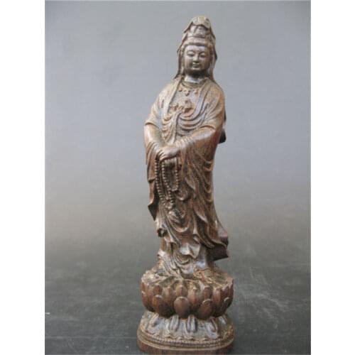 Elaborate Chinese Classical Wood Hand-carved Merciful Goddess Statue