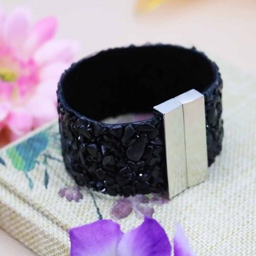 19*3.3cm Hot sale Black Onyx loose beads loose Bracelets pulsera bangle women girls gifts hand ornaments Fashion Jewelry Making