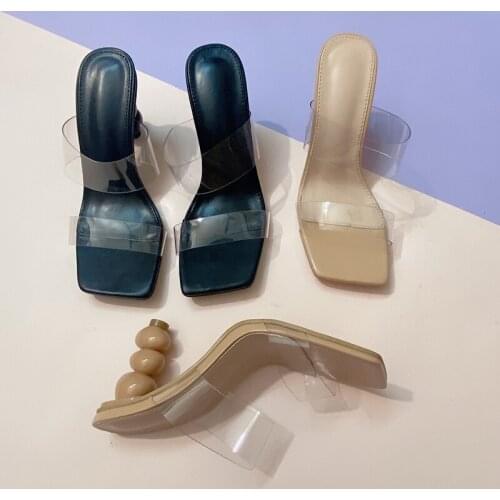 PVC Jelly Sandals Open Toed High Heels Women Fashion Transparent Heel Sandals Street Wear Slippers Women Pumps Gourd Heel