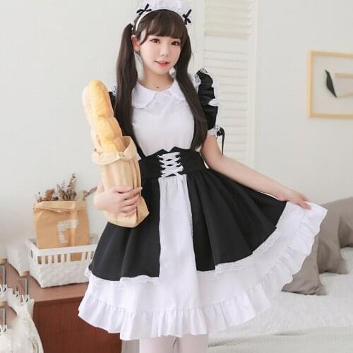 Black Cute Waiter Costumes Maid Dress Girls Woman Amine Cosplay Costume Waitress Maid Party Stage Halloween Costumes