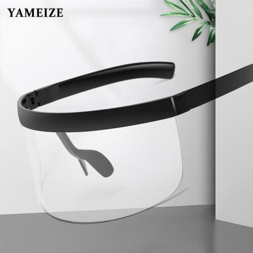 YAMEIZE Black White Women Men Visor Sunglasses UV Protection Sun Glasses Oversized Shades Clear Lens Glasses Eyewear