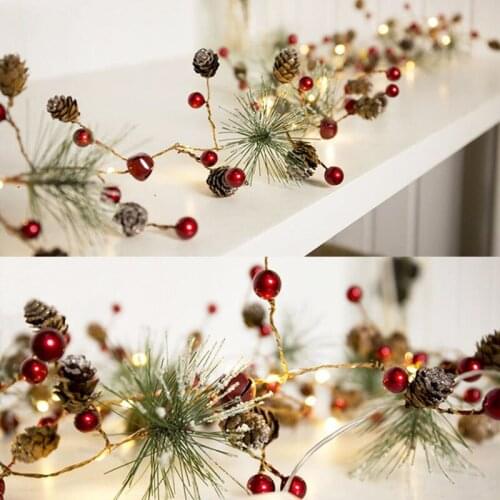 Pine Cones Christmas Lights Party LED String Lights Holiday Garland Home Decor Christmas Beads Star Led Light Decoration indoor