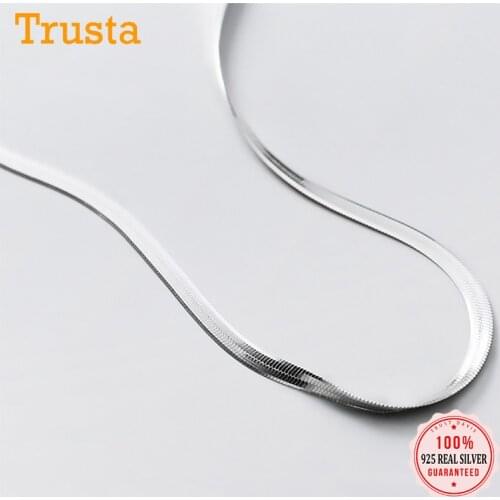 Trustdavis 925 Sterling Silver Fashion Minimalist Clavicle Snake-bone Chain Necklace For Women Wedding Fine 925 Jewelry DA1887