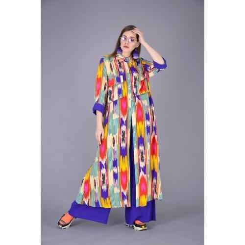 Patterned Multicolored Long Shirt Dress 2021 New Season Womens Clothing Collections Spring And Summer Stylish Fashion