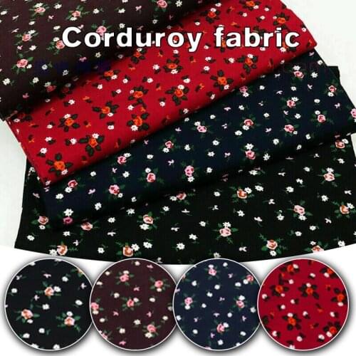 110x100cm Floral Printing Corduroy Fabric For Sewing Tablecloth Dress Kids Clothing Curtain Bag DIY Patchwork Crafts