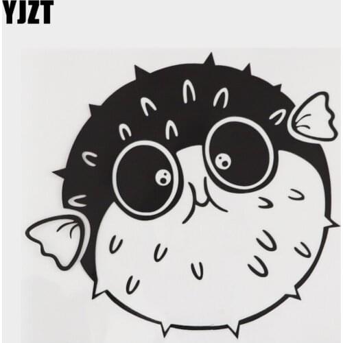 YJZT 14.7CM×14CM Funny Animal Fish Car Stickers Vinyl Black/Silver Decal 13D-1276