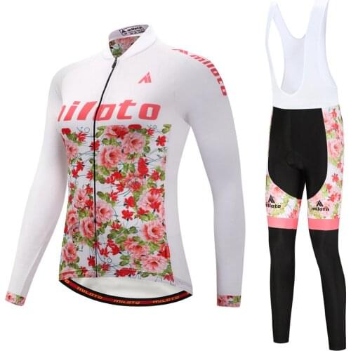 Women Flower Autumn Breathable Cycling Clothing/MTB Bicycle Wear Ropa Ciclismo/Race cycling Clothes/Bike Cycling Jersey Set